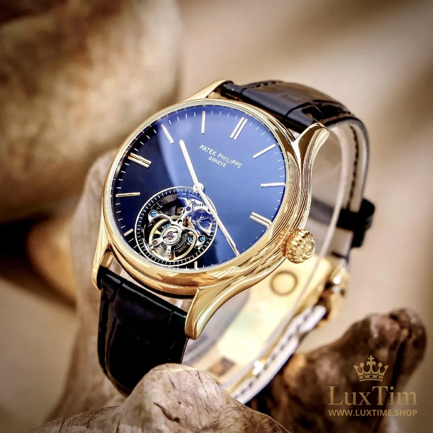Patek Philippe Tourbillon Montre Automatique Bracelet Cuir Noir