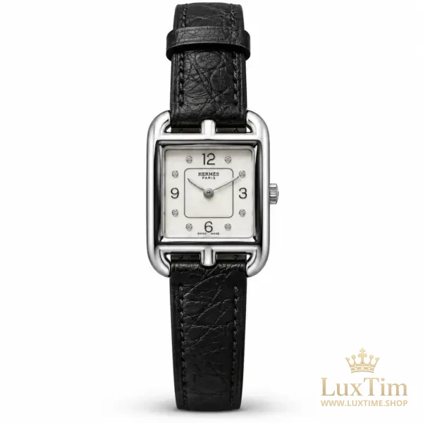 Hermès Cape Cod Montre Cadran Nacré Bracelet Cuir Noir Acier – vue 1