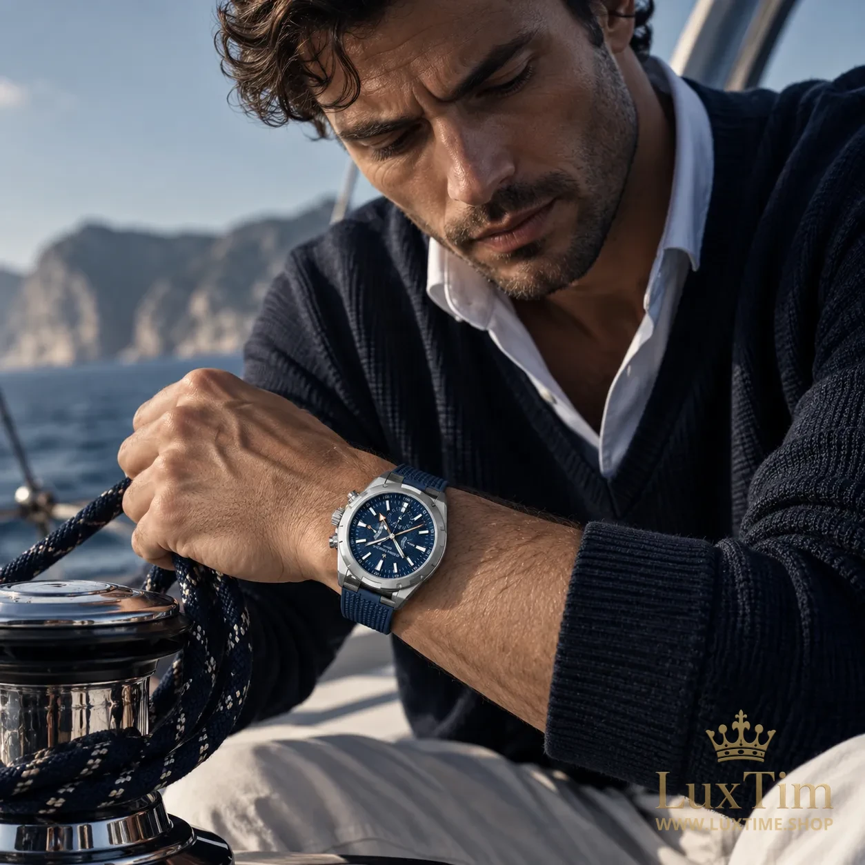 Vacheron Constantin Overseas Dual Time Montre Automatique 41 mm 7930V Cadran Bleu Bracelet Titane
