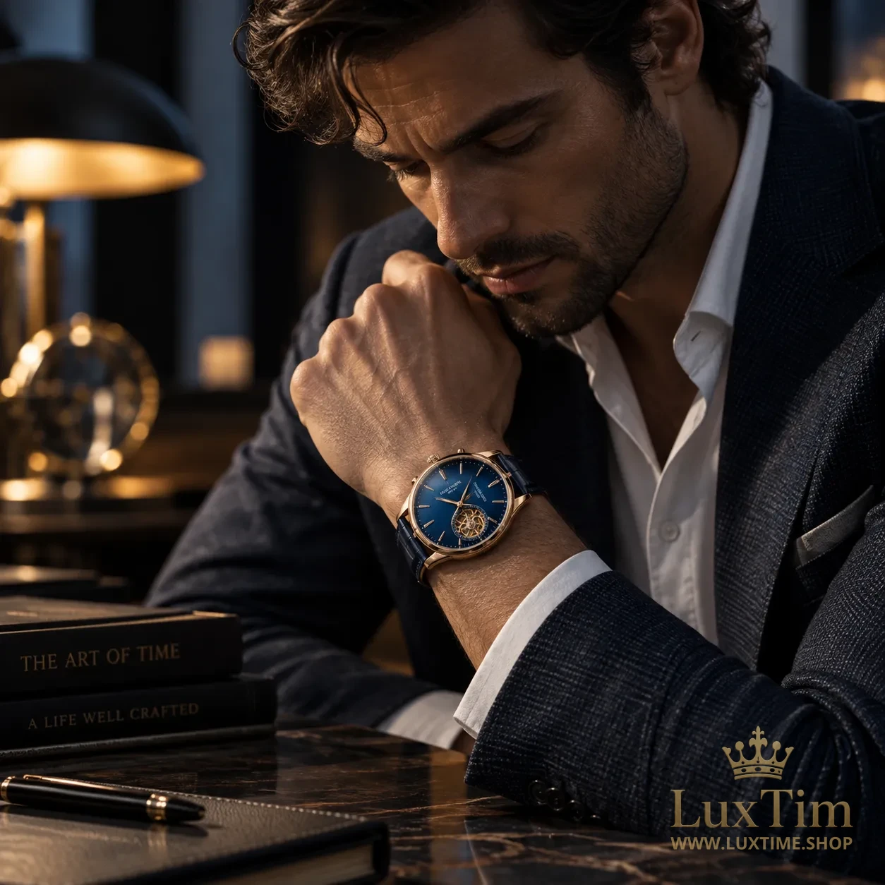 Patek Philippe Tourbillon Montre Cadran Bleu Or rose