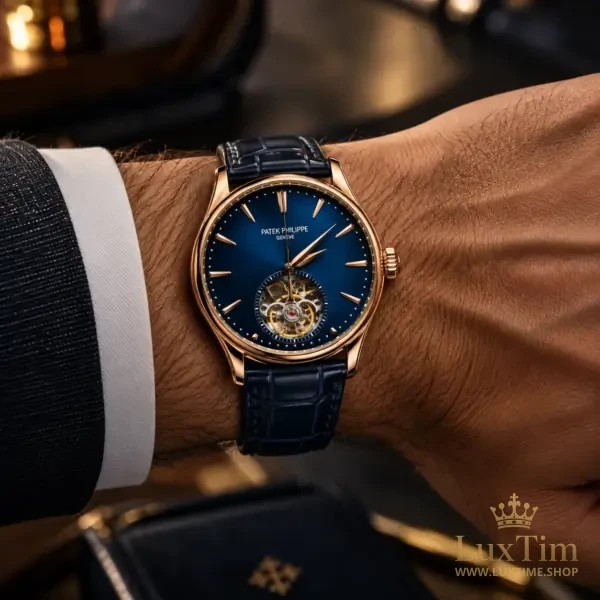Patek Philippe Tourbillon Montre Cadran Bleu Or rose – vue 2