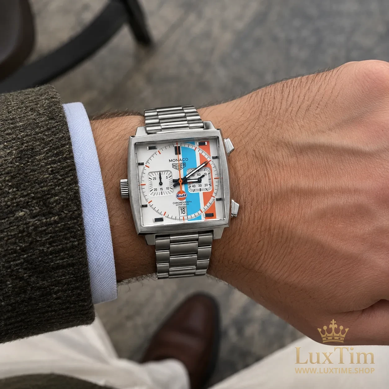 TAG Heuer Monaco Gulf Montre Automatique 39 mm CAW218G Cadran Argenté