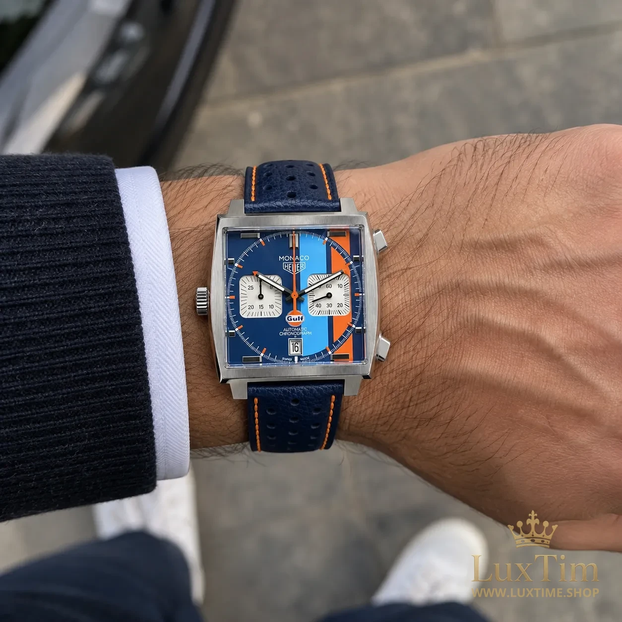 TAG Heuer Monaco Gulf Montre Automatique 39 mm CAW211R Bracelet Cuir