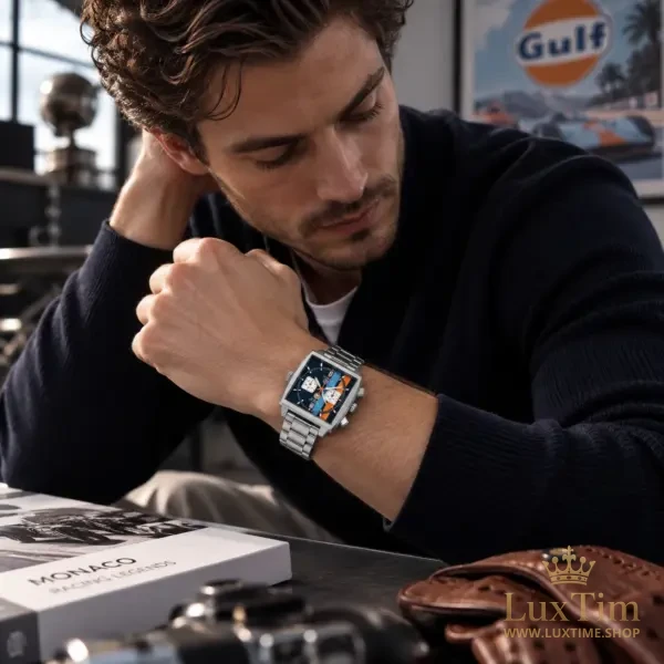 TAG Heuer Monaco Gulf Montre Automatique 39 mm CAW211R Cadran Bleu – vue 2