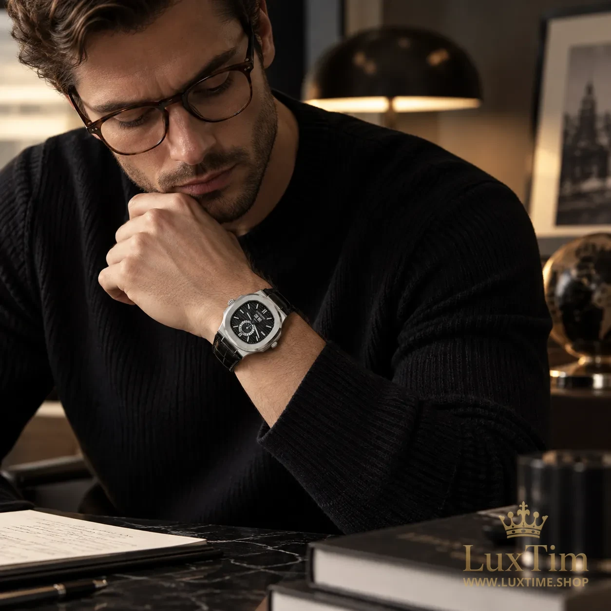 Patek Philippe Nautilus Montre Automatique 40.5 mm 5726 Cadran Noir Bracelet Cuir Noir