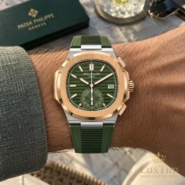 Patek Philippe Nautilus Montre Cadran Vert Or rose – vue 2