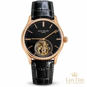 Patek Philippe Tourbillon Montre Automatique Bracelet Cuir Noir – vue 1