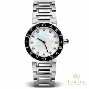 Bvlgari Bvlgari Montre Cadran Nacré Acier Lunette Noire Lunette Sertie