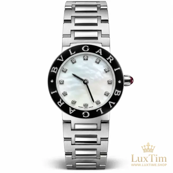Bvlgari Bvlgari Montre Cadran Nacré Acier Lunette Noire Lunette Sertie – vue 1