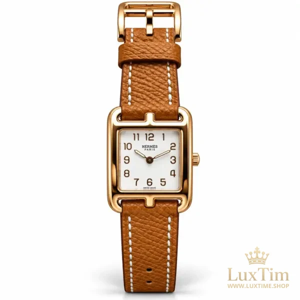 Hermès Cape Cod Montre Cadran Blanc Bracelet Cuir Cognac – vue 1