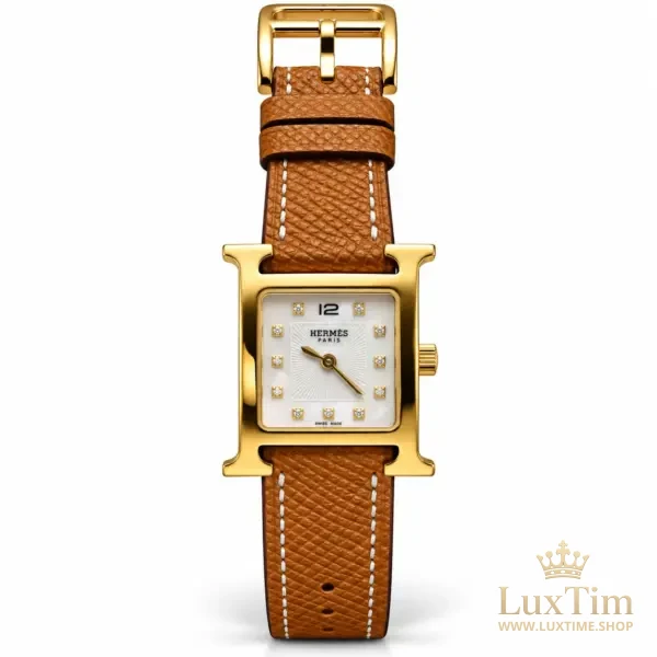 Hermès Heure H Montre Cadran Nacré Bracelet Cuir Cognac – vue 1