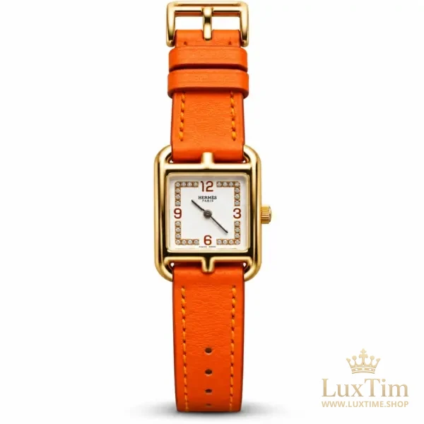 Hermès Cape Cod Montre Cadran Blanc Bracelet Cuir Orange – vue 1