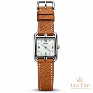 Hermès Cape Cod Montre Cadran Nacré Bracelet Cuir Cognac Acier