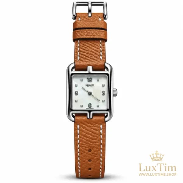Hermès Cape Cod Montre Cadran Nacré Bracelet Cuir Cognac Acier – vue 1
