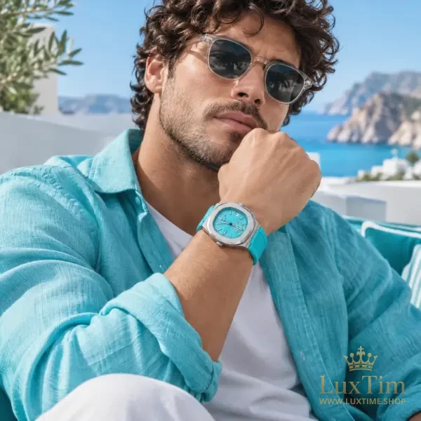 Patek Philippe Nautilus Chronographe Montre Cadran Turquoise – vue 2