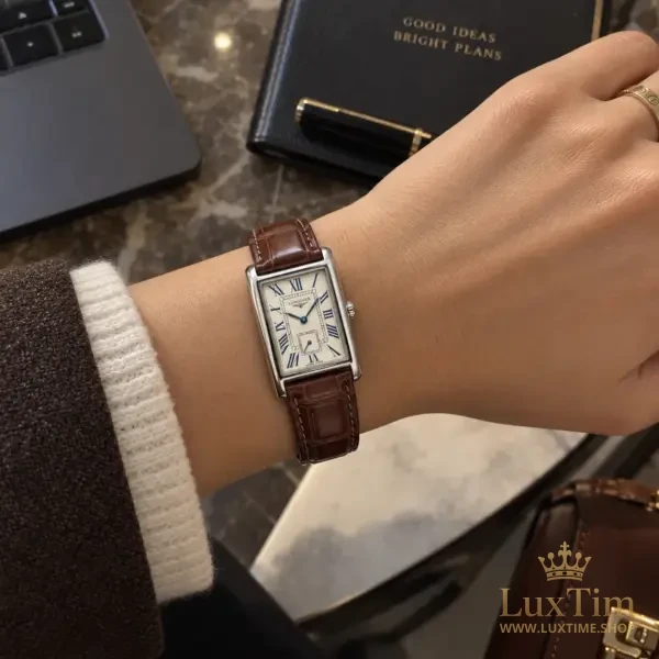 Longines DolceVita Montre Cadran Argenté Bracelet Cuir Brun – vue 2