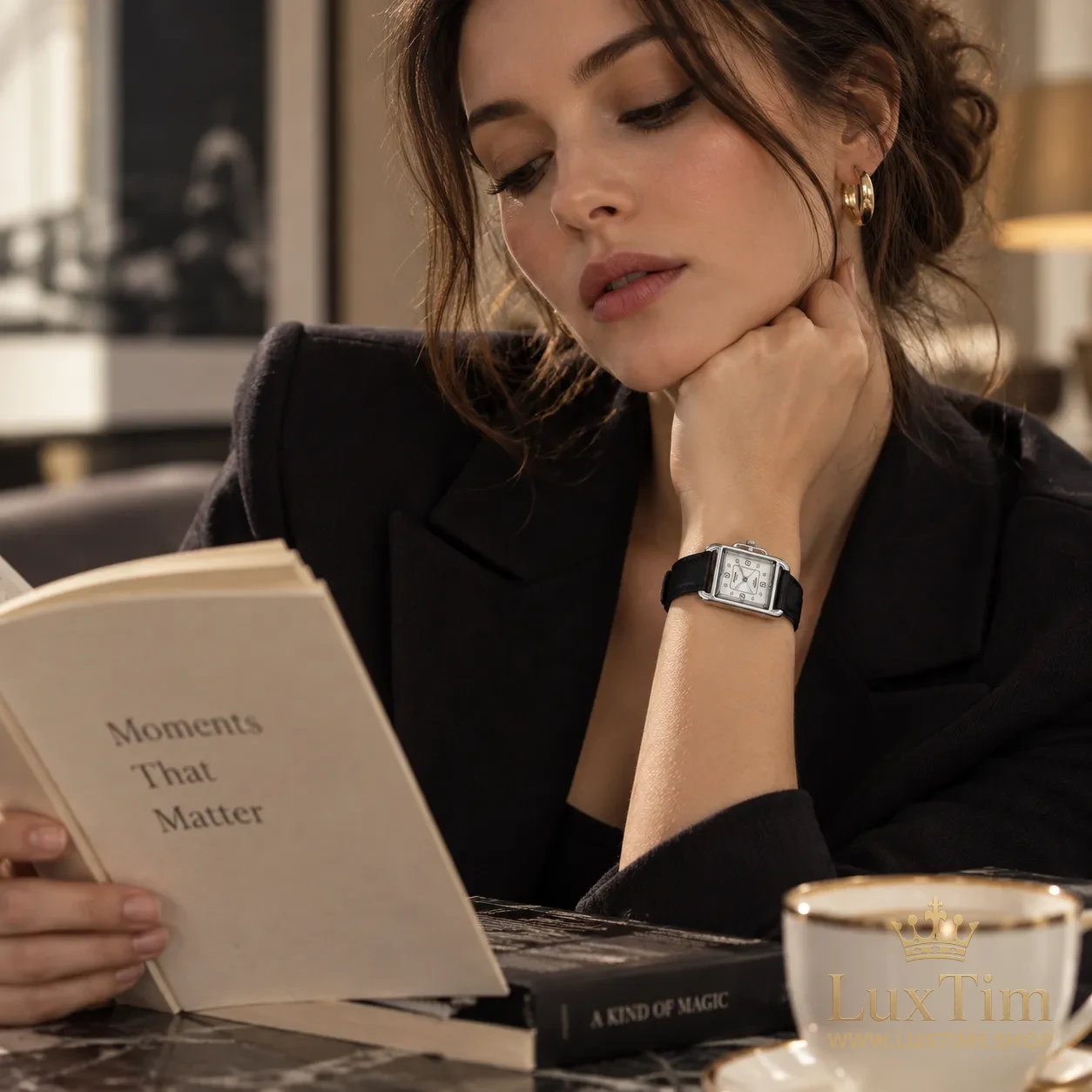 Hermès Cape Cod Montre Cadran Nacré Bracelet Cuir Noir Acier
