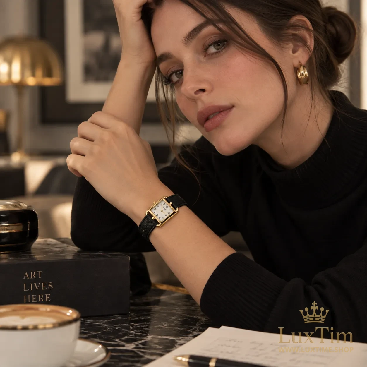 Hermès Cape Cod Montre Cadran Blanc Bracelet Cuir Noir