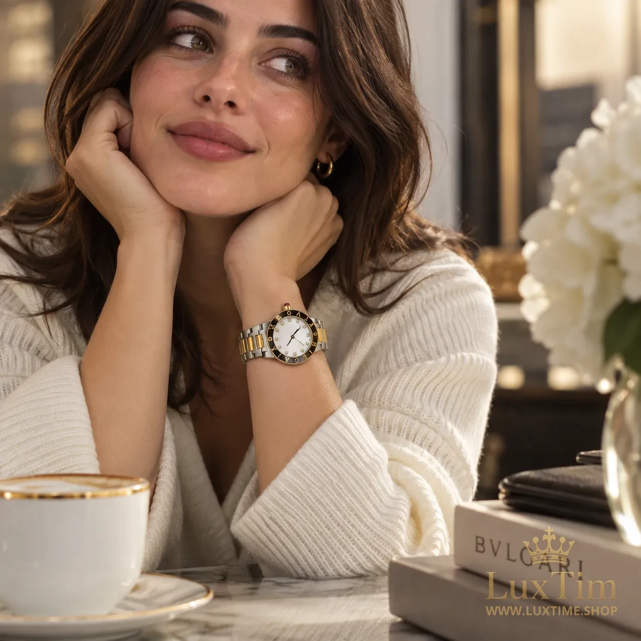 Bvlgari Bvlgari Montre Bicolore Cadran Nacré Acier / Or jaune Sertie