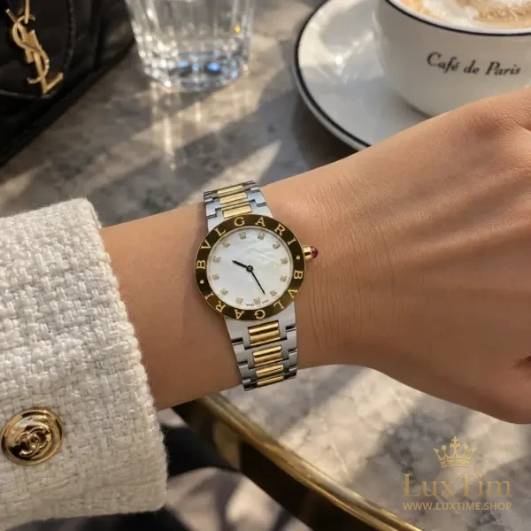 Bvlgari Bvlgari Montre Bicolore Cadran Nacré Acier / Or jaune Sertie – vue 2