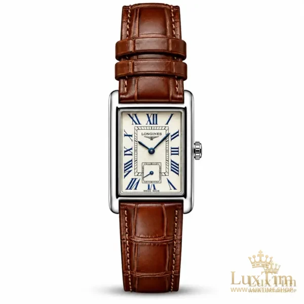 Longines DolceVita Montre Cadran Argenté Bracelet Cuir Brun – vue 1