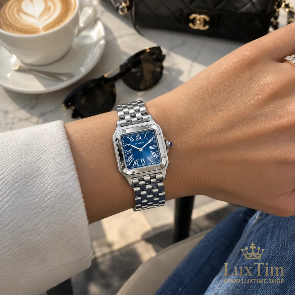 Cartier Santos Montre Quartz Cadran Bleu Réplique