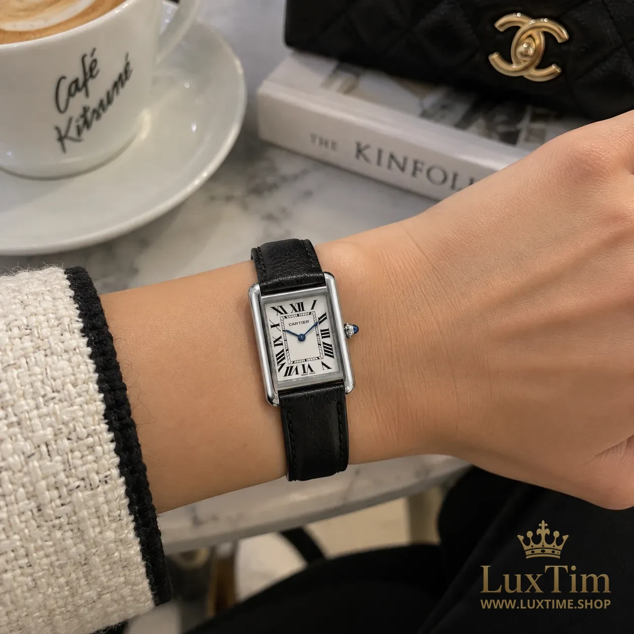 Cartier Tank Montre Quartz WSTA0060 Bracelet Cuir Noir