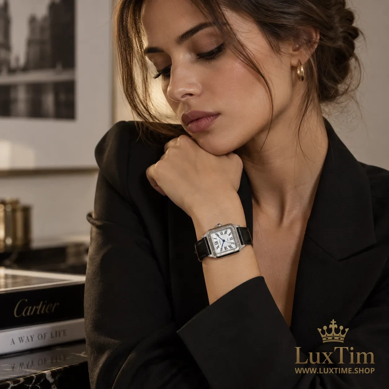 Cartier Santos-Dumont Montre Quartz 27 × 38 mm WSSA0023 Cadran Argenté