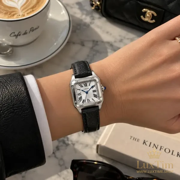 Cartier Santos-Dumont Montre Quartz 27 × 38 mm WSSA0023 Cadran Argenté – vue 3
