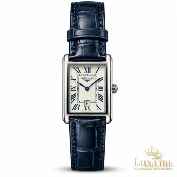 Longines DolceVita Montre Cadran Argenté Bracelet Cuir Bleu Marine Acier – vue 1