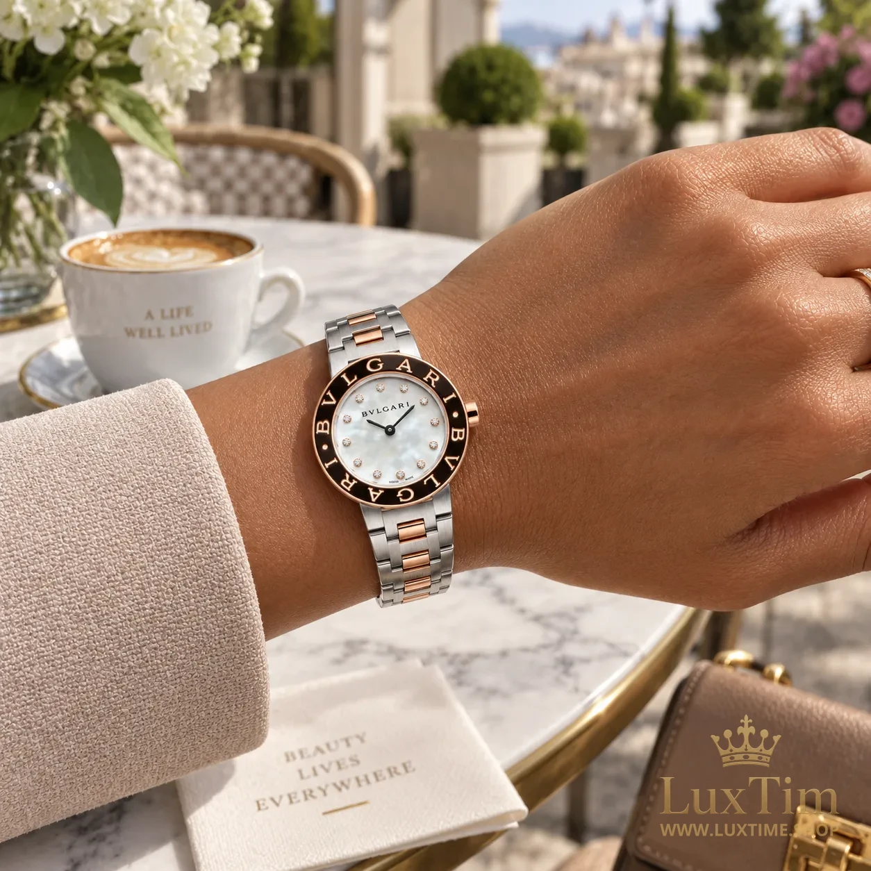 Bvlgari Bvlgari Montre Bicolore Acier / Or rose Sertie