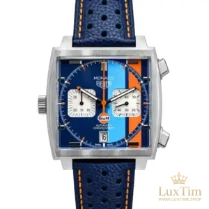 TAG Heuer Monaco Gulf Montre Automatique 39 mm CAW211R Bracelet Cuir